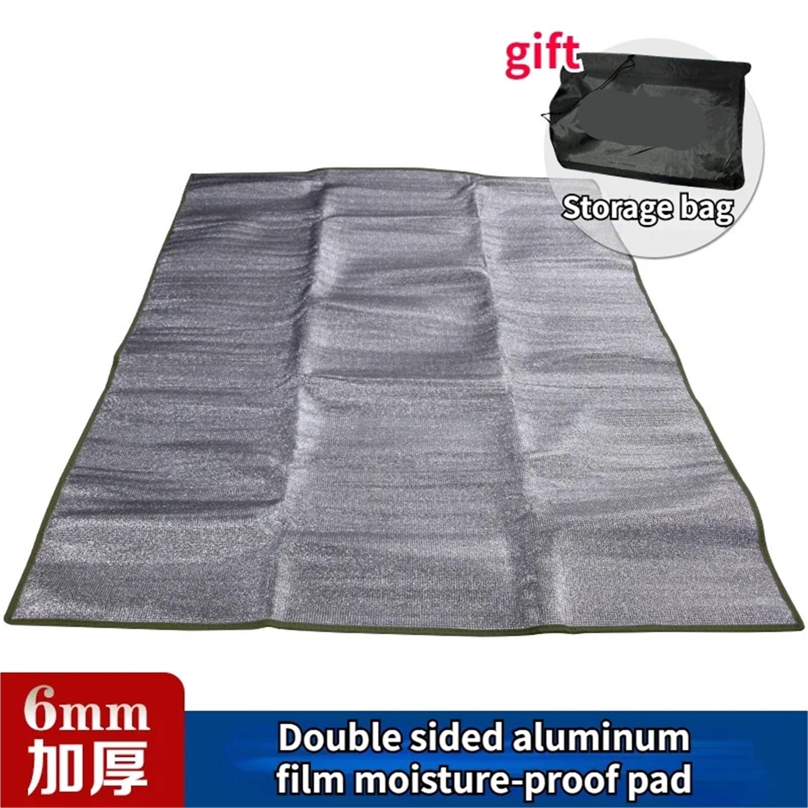 Esterilla térmica Profesional for Acampar al Aire Libre, Resistente a la Humedad y con película de Aluminio Doble Cara 6 mm Espesor para Camping o Picnic