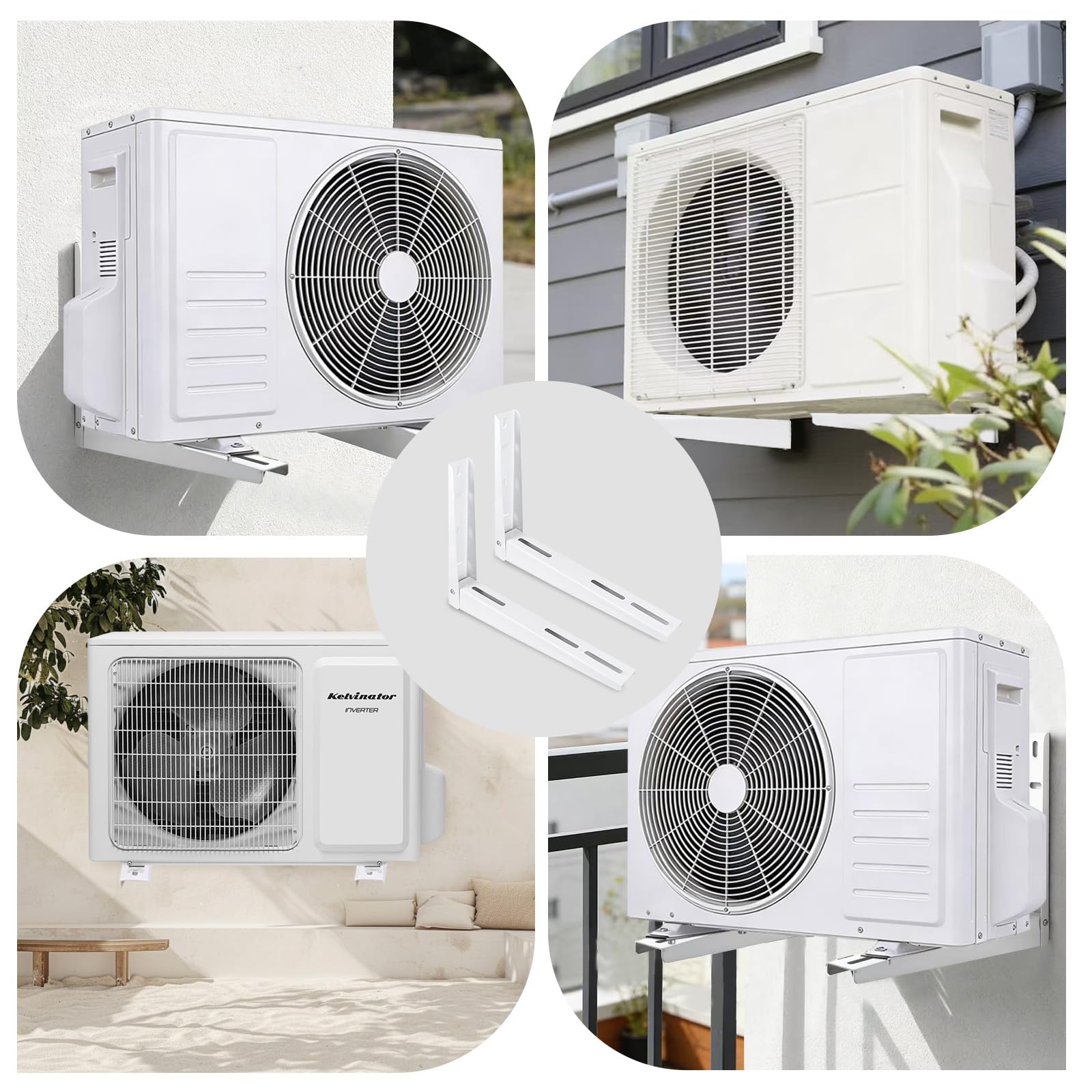 CPROSP 2pcs Wandkonsole Klimaanlage Universal 450×365mm, Wandhalterung Klimaanlage Außengerät bis 150 kg Tragkraft, Verzinkter Stahl, Wandkonsole für Split Klimagerät & Wärmepumpen