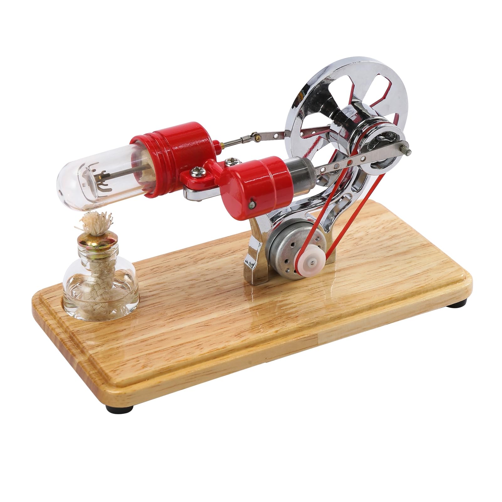 Moteur Stirling Machine à Vapeur avec Plaque de Base en Chêne et Lumières LED Kit Moteur Stirling moulé par Goutte à Goutte