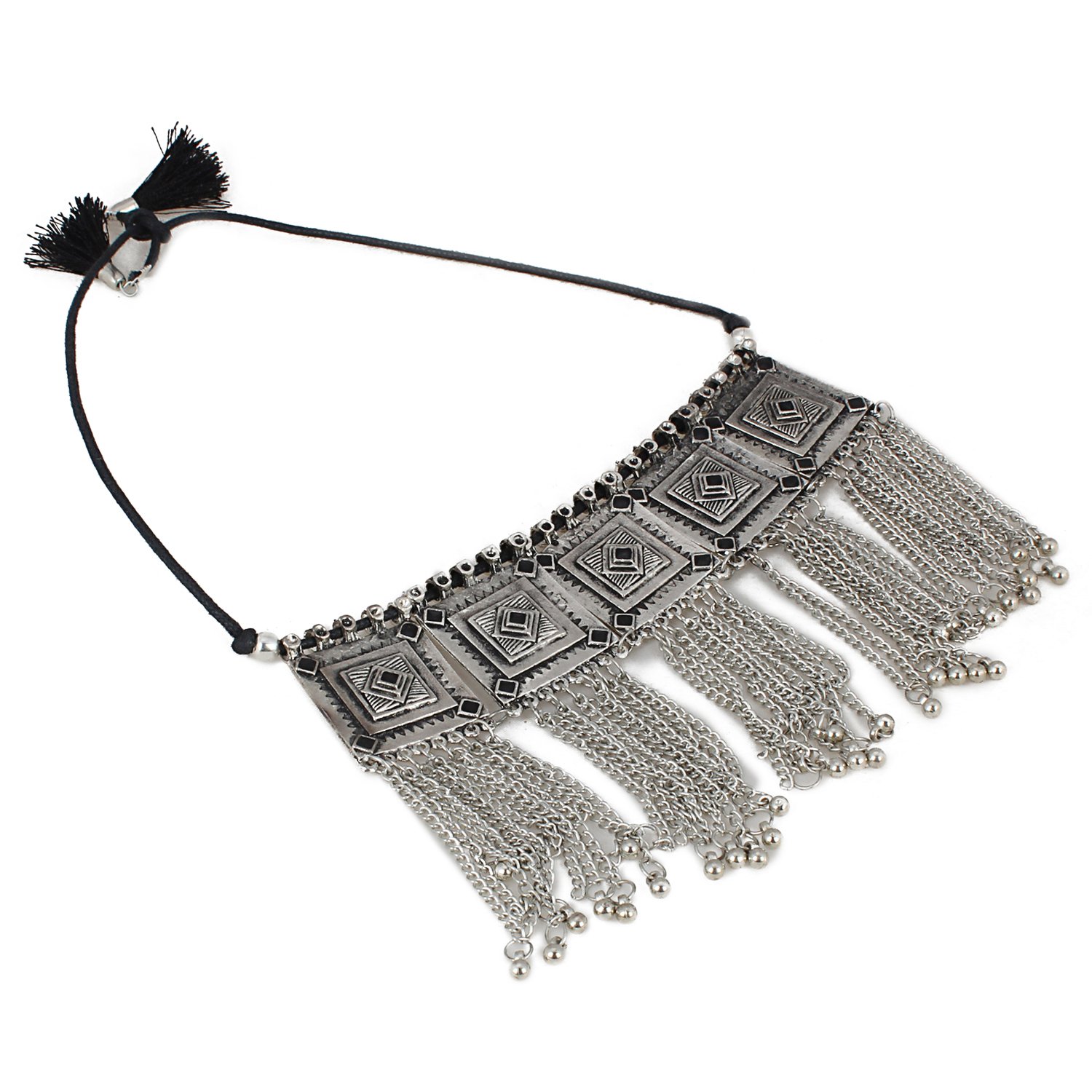 ARADHYA ` Stylish Choker Silver Oxidised Necklace for Women (B07CQ1GWWP) Amazon Price History, Amazon Price Tracker