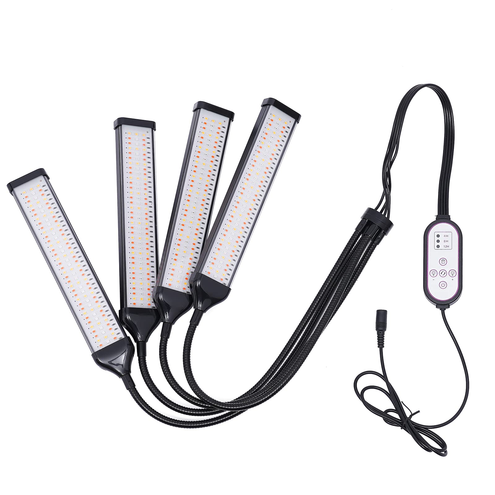 Lampe LED à spectre complet, 4 têtes avec trépied, 30 W, 420 LED, avec minuterie, 10 niveaux de luminosité et 4 modes, pour plantes d'intérieur, hydroponie, serre