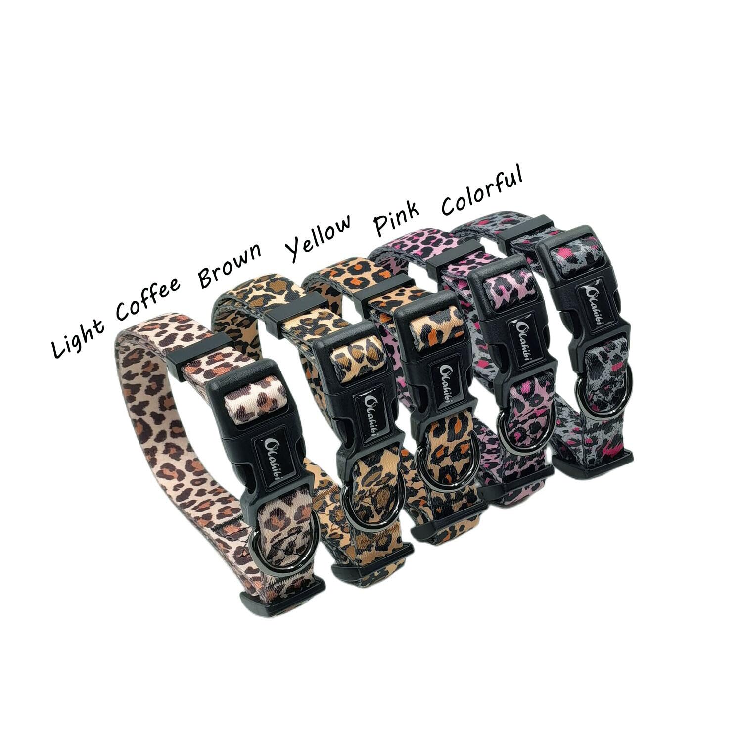 Basic Hundehalsband Aus Polyester – Verstellbar, Weich & Strapazierfähig, Größe L In Rosa-Leoparden-Muster