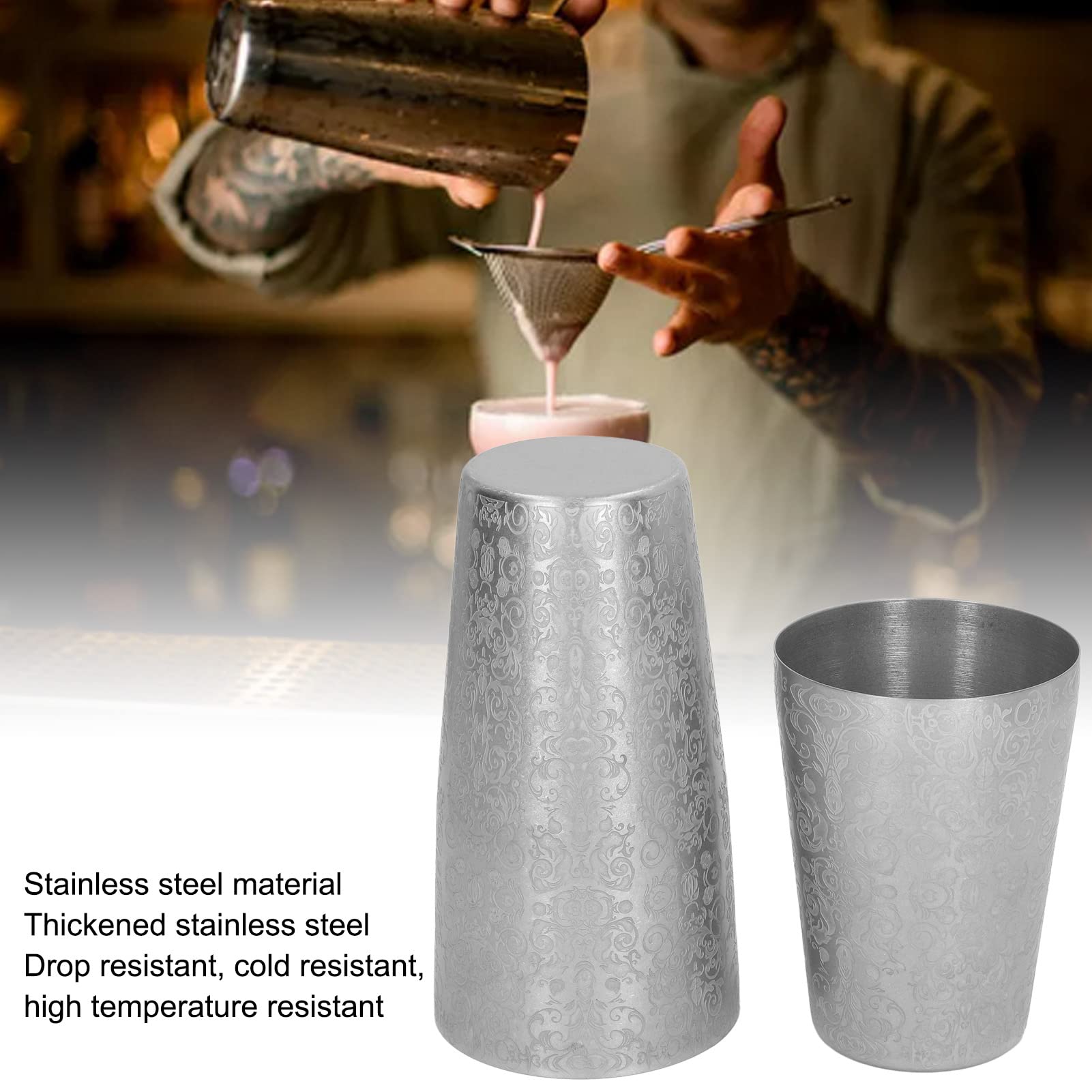 Coctelera, Juego de Coctelera Boston de Acero Inoxidable Mezclador de Bebidas Coctelera Herramientas de Coctelería Accesorios de Barra