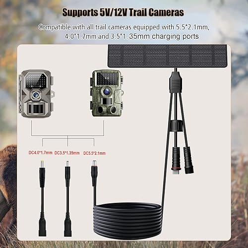 Miniatura 2 de Panel solar de 10 W con batería de 10400 mAh para cámaras de seguridad y sendero, salida ajustable de 5 V12 V, enchufes USB-C y CC, IP66