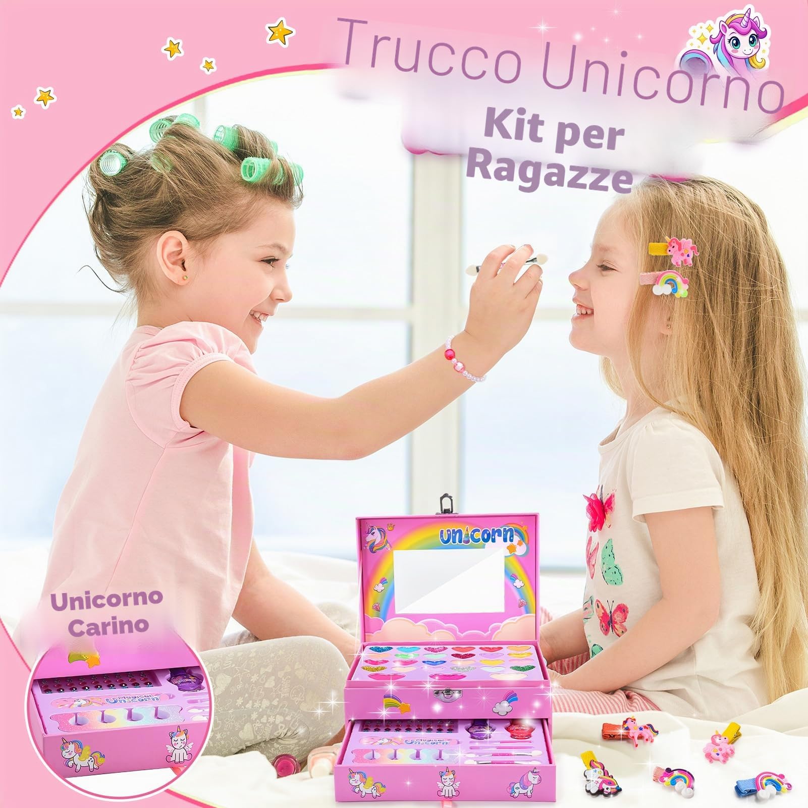 Unicorno Trucchi Bambina 3 4 5 6 7 8 9, Giochi Bambina 4-8 Anni Unicorno Valigetta Trucchi Bambina Compleanno Regalo Bimba 4 5 6 7 8 9 Anni Trousse Trucchi Bambino Regalo Bimba 5 6 7 8 Femmina