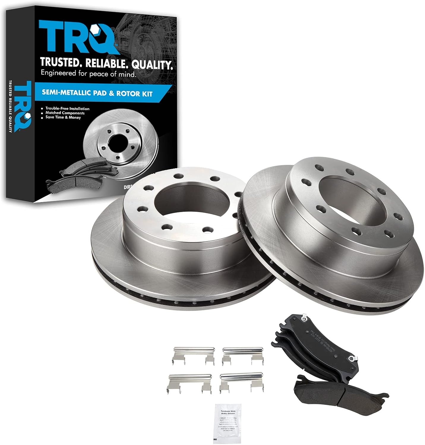 TRQ Rear Disc Brake Pads & Rotors Kit Posi Metallic for Chevy Pickup Truck