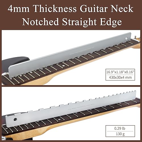 Miniatura 3 de Frautron El kit de herramientas de luthier de guitarra incluye viga de nivelación de trastes de 16 pulgadas, herramienta de configuración de borde