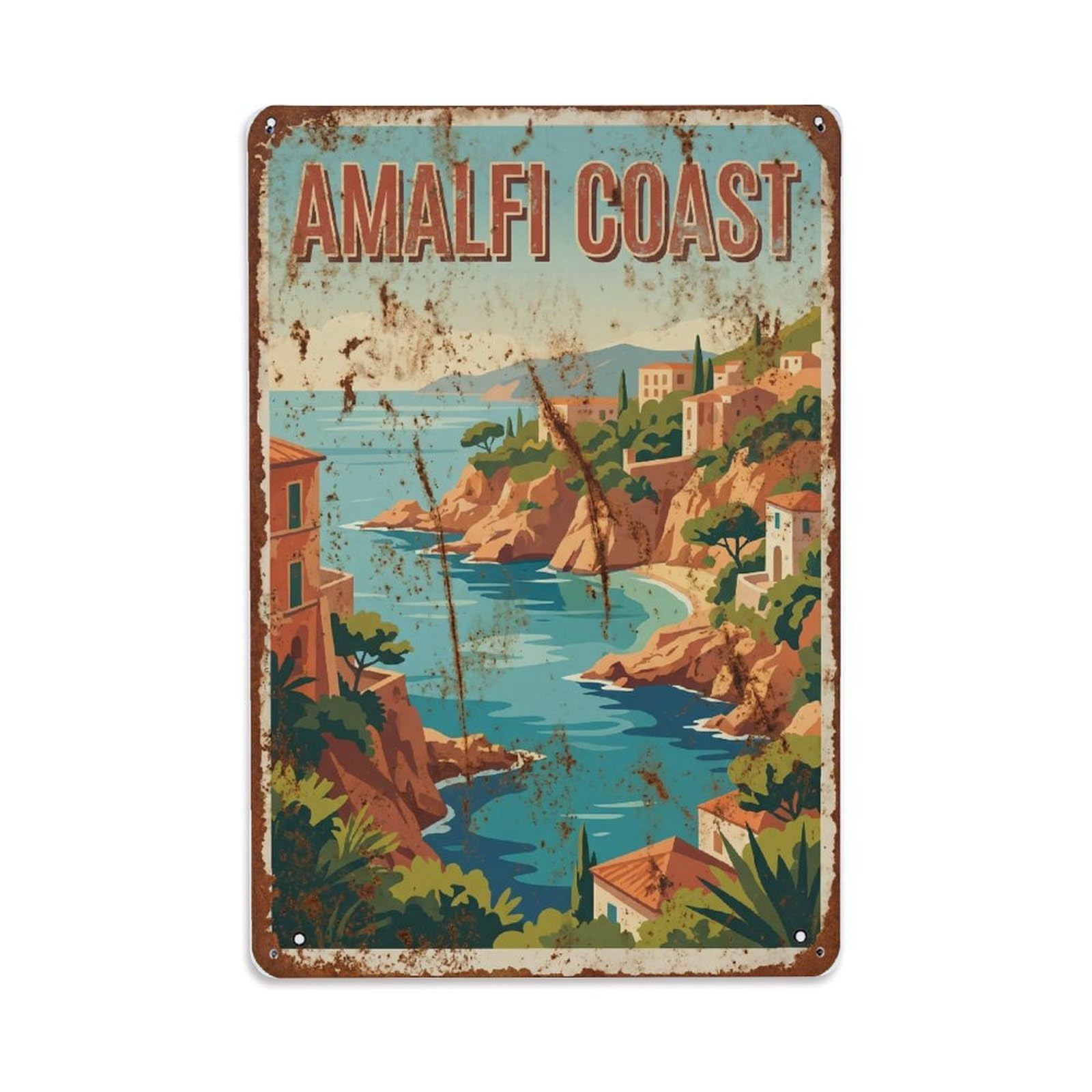 Vintage Travel Lagoon Italy Coastal Metal Tin Sign Plaque Wall Decor for Cafe, Club Bar, Office, Home Garden Metal Poster 8x12Inch