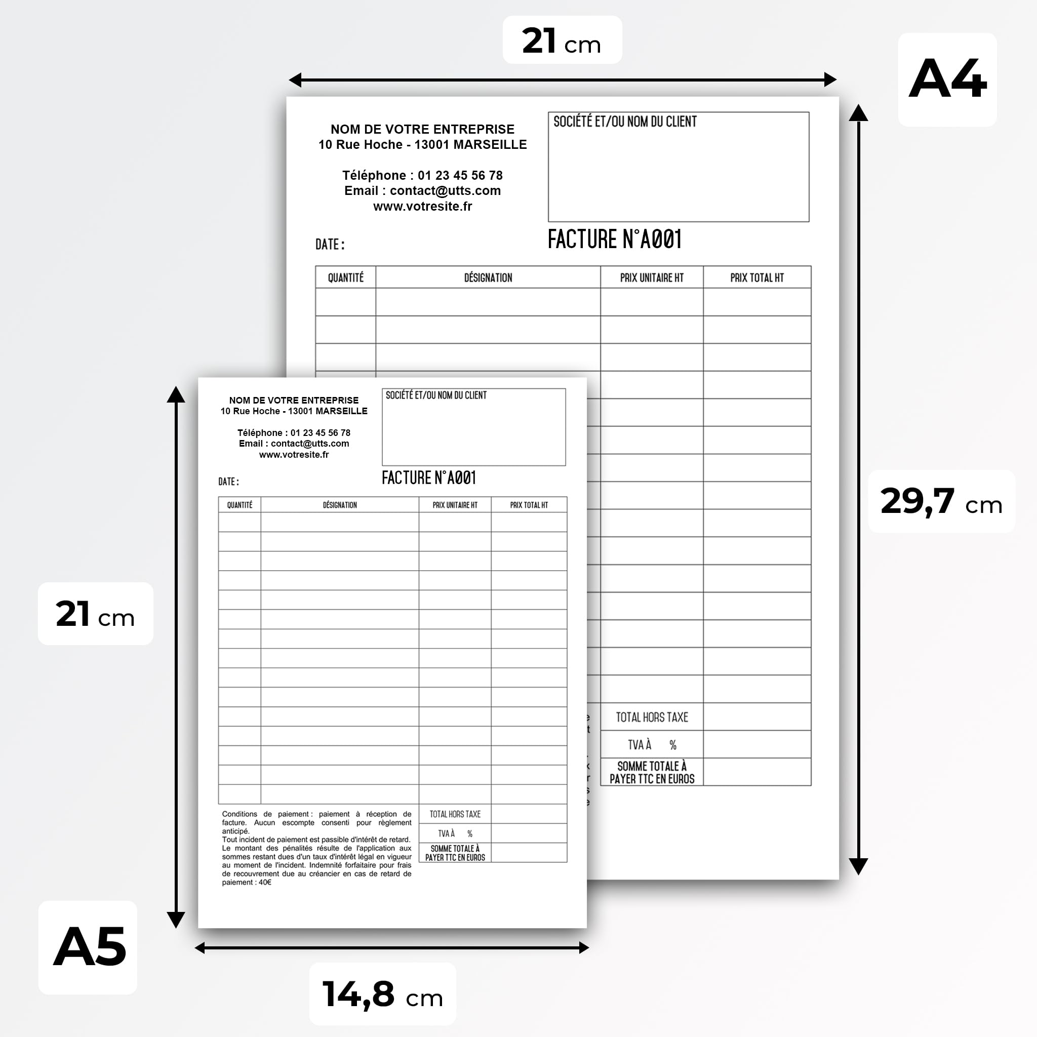 Factures - Commandes - Devis >AUTOCOPIANTES< >PERSONNALISÉES< - Lot de 50 feuilles - UTTSCHEID (Personnalisé, 1)