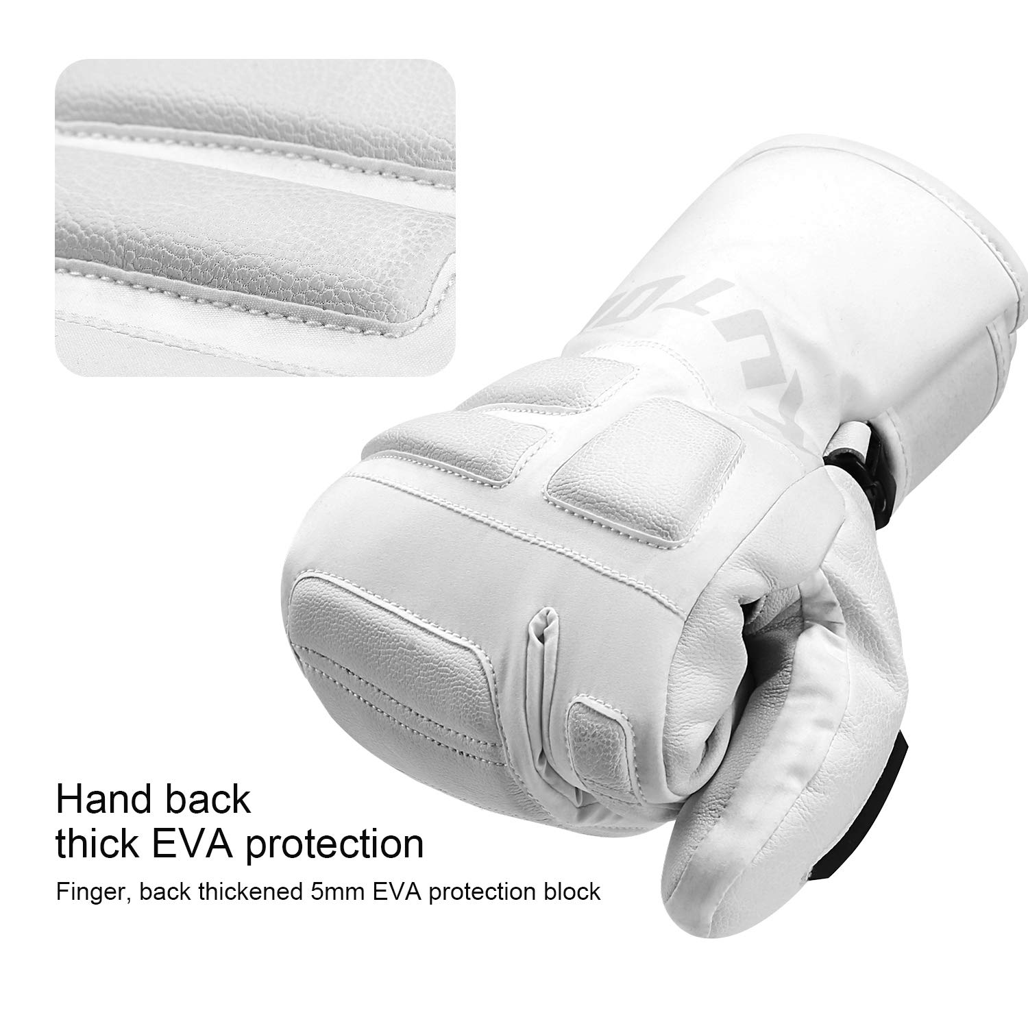 KUTOOK Skihandschuhe Ziegenleder 3M Thinsulate Fäustlinge 5 MM Eva HIPORA Wasserdicht Winddicht Strapazierfähig 3 Fingerhandschuhe Herren Damen für Ski Snowboard Wintersport(SF9503T)