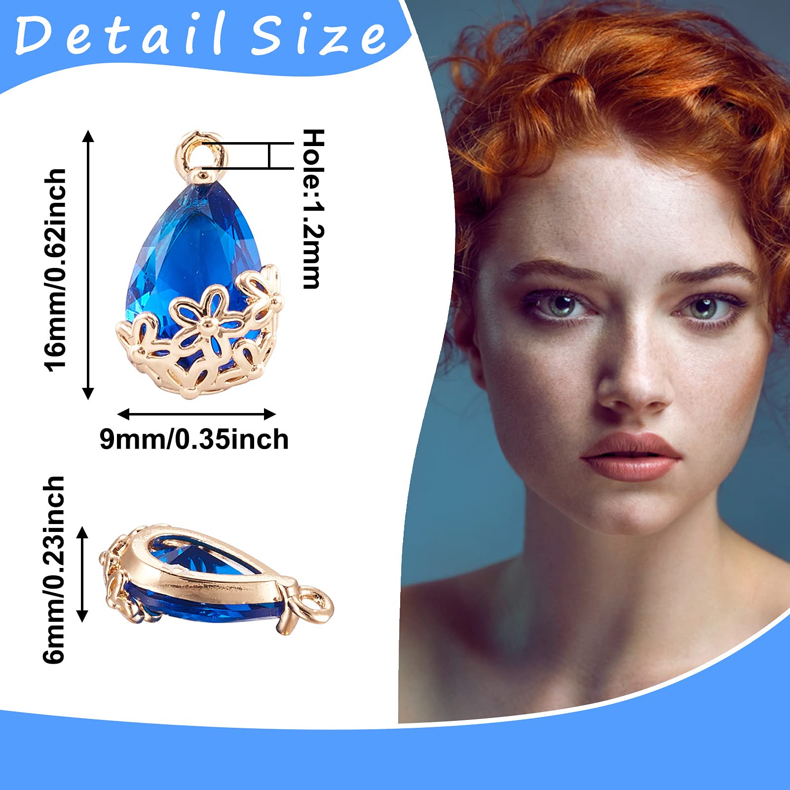 Ciondoli A Goccia In Vetro Sfaccettato | 32 Pezzi | 8 Colori | Per Collane, Bracciali, Orecchini Fai Da Te | Gancio Argentato - Foto 9