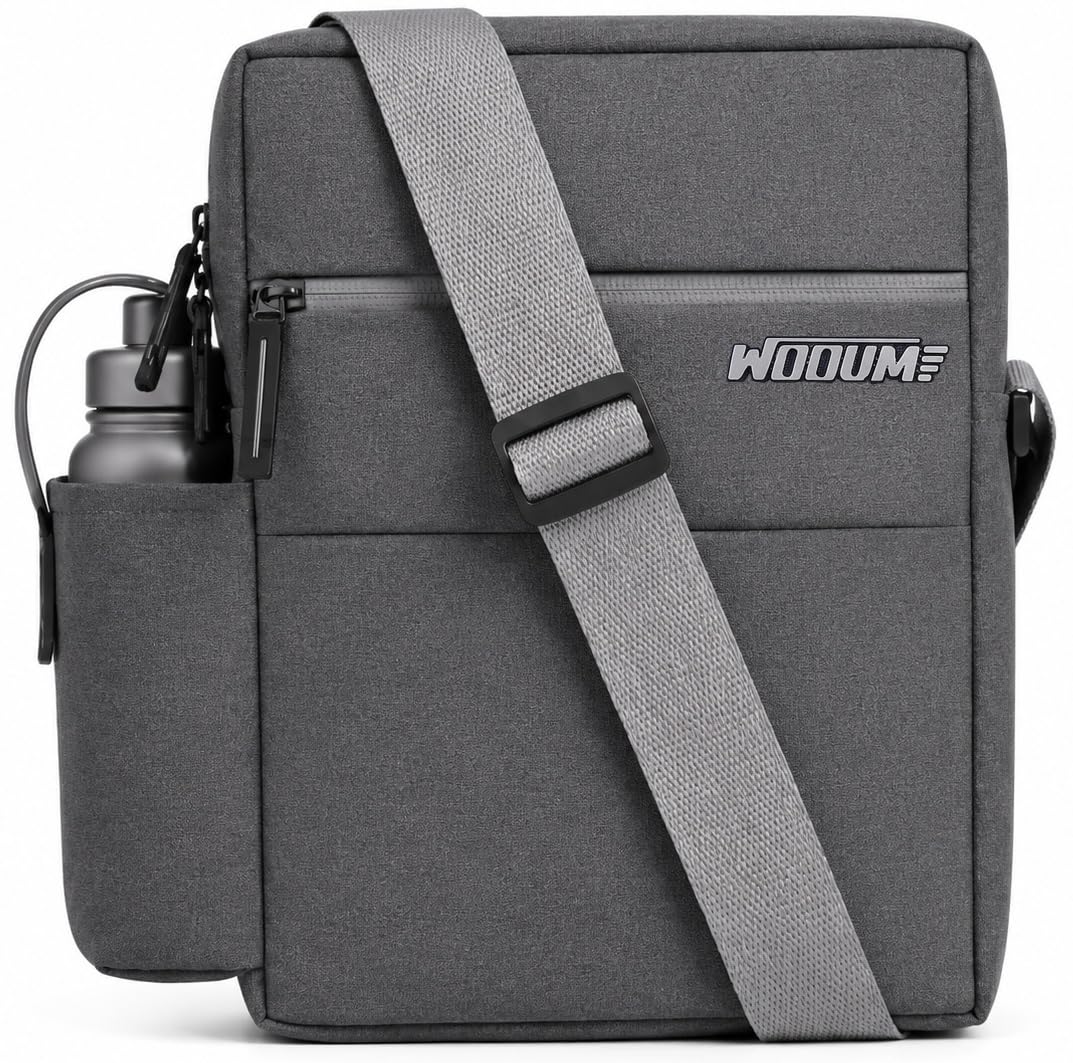 Dark Grey Sling Bag for Men & Women | Water Resistant Khadi Milange Fabric | 3 Zipper Compartments | Adjustable Strap | 500ml Bottle Holder | Travel & Daily Use Crossbody Bag-image-27