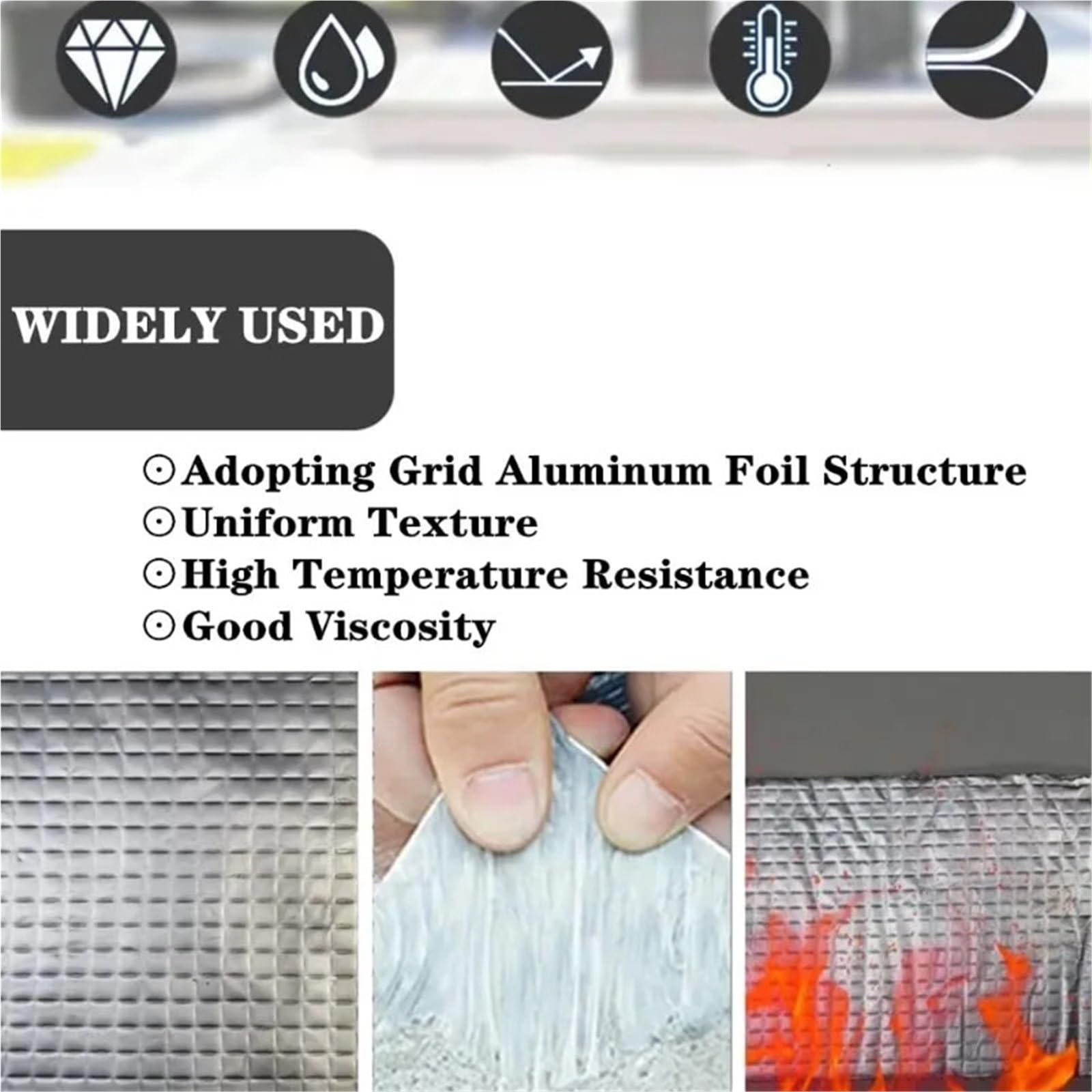 Wasserdichtes Butylband, Starker Reparaturstreifen | Hochtemperaturbeständige selbstklebende Aluminiumfolien-Dichtungsmasse for die Dachwand(Width 15cm Long 5m)