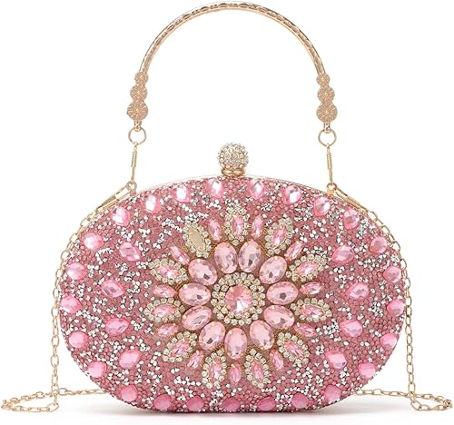 Bolso de mano de noche con diamantes de imitación para mujer, bolsa de mano con diamantes brillantes y brillantes, bolsa de fiesta de boda de cristal