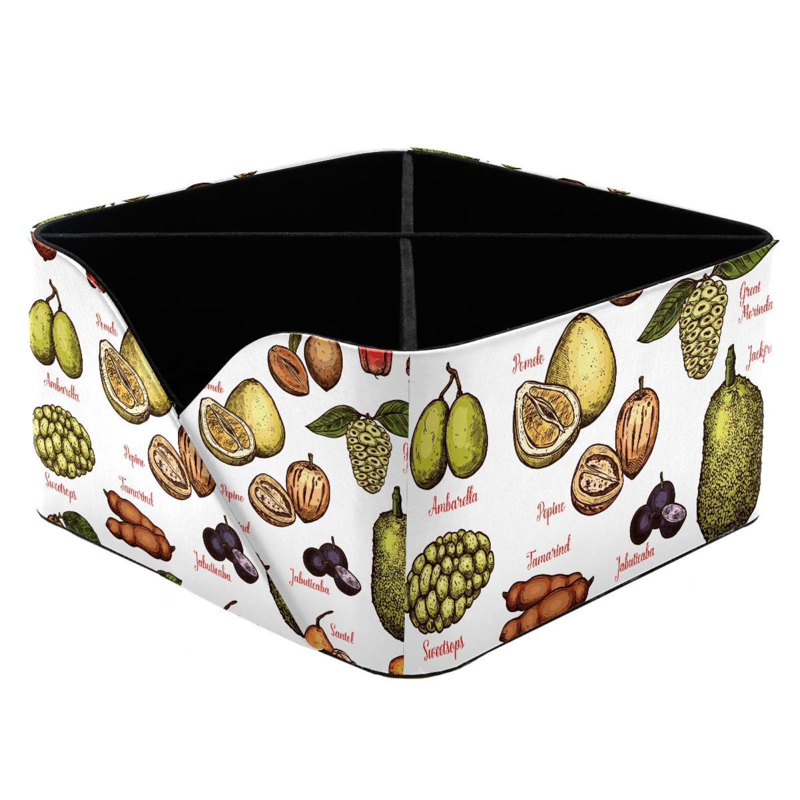 KengjuTesu Exotic Tropical Summer Fruits Fruit Pattern Desktop Organizer Pen Holder, Rectangular Pencil Cup for Office, Study and Makeup Stations