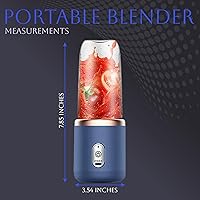 Vista 5 de Licuadora portátil de 14 onzas para jugos y batidos con 6 cuchillas Puwerful Performances Fusion Blender Recargable por USB, tapa, taza incluida