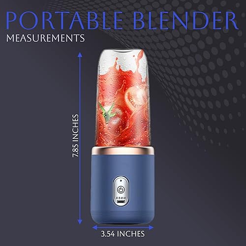 Miniatura 5 de Paramexview Licuadora portátil de 14 onzas para jugos y batidos con 6 cuchillas Puwerful Performances Fusion Blender  Recargable por USB, tapa, taza