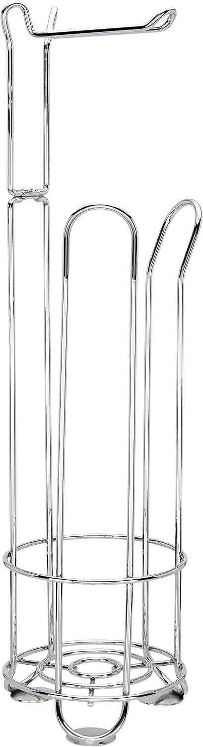 Bathroom Tissue Paper Roll Stand - Chrome Toilet Paper Roll Storage Holder - Free-Standing Toilet Paper Holder & Dispenser - 3 Tissue Paper Roll Holder by ToiletTree Products