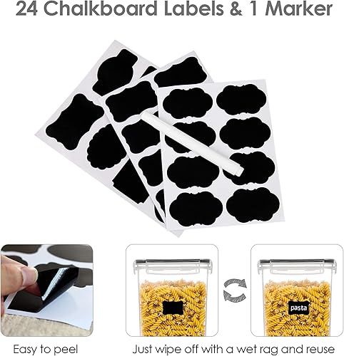 Miniatura 7 de Recipientes herméticos de almacenamiento de alimentos con tapas, 7 recipientes de cocina sin BPA para espaguetis, pasta, alimentos secos, harina y