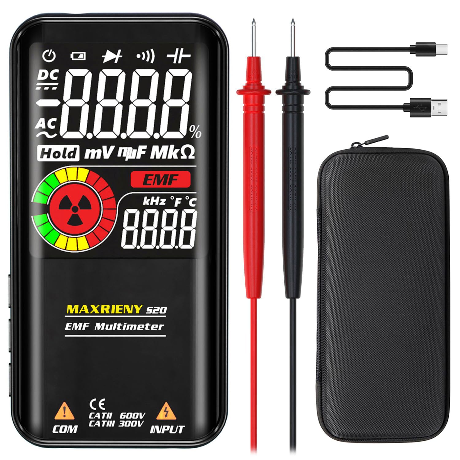 Smart Digital Multimeter, 9999 Counts with 3-Results Display, Auto-Ranging Pocket Electrical Voltmeter Capacitance Resistance Continuity Frequency Diode Duty Cycle Live Check Voltage Tester — Amazon image 10