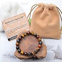 Vista 523 de MASSIVE BEADS Pulsera elástica de yoga hecha a mano con piedra natural, cristal curativo, energía, regalos para adultos unisex de 0.157 in, 0.236