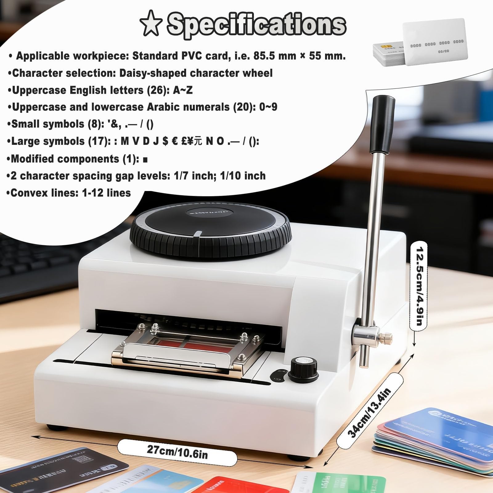 Macchina per goffratura Manuale per Carte in PVC, 72 Caratteri, Include 10 targhette in Alluminio, Ideale per Tessere identificative, Carte di Credito e Carte Regalo.