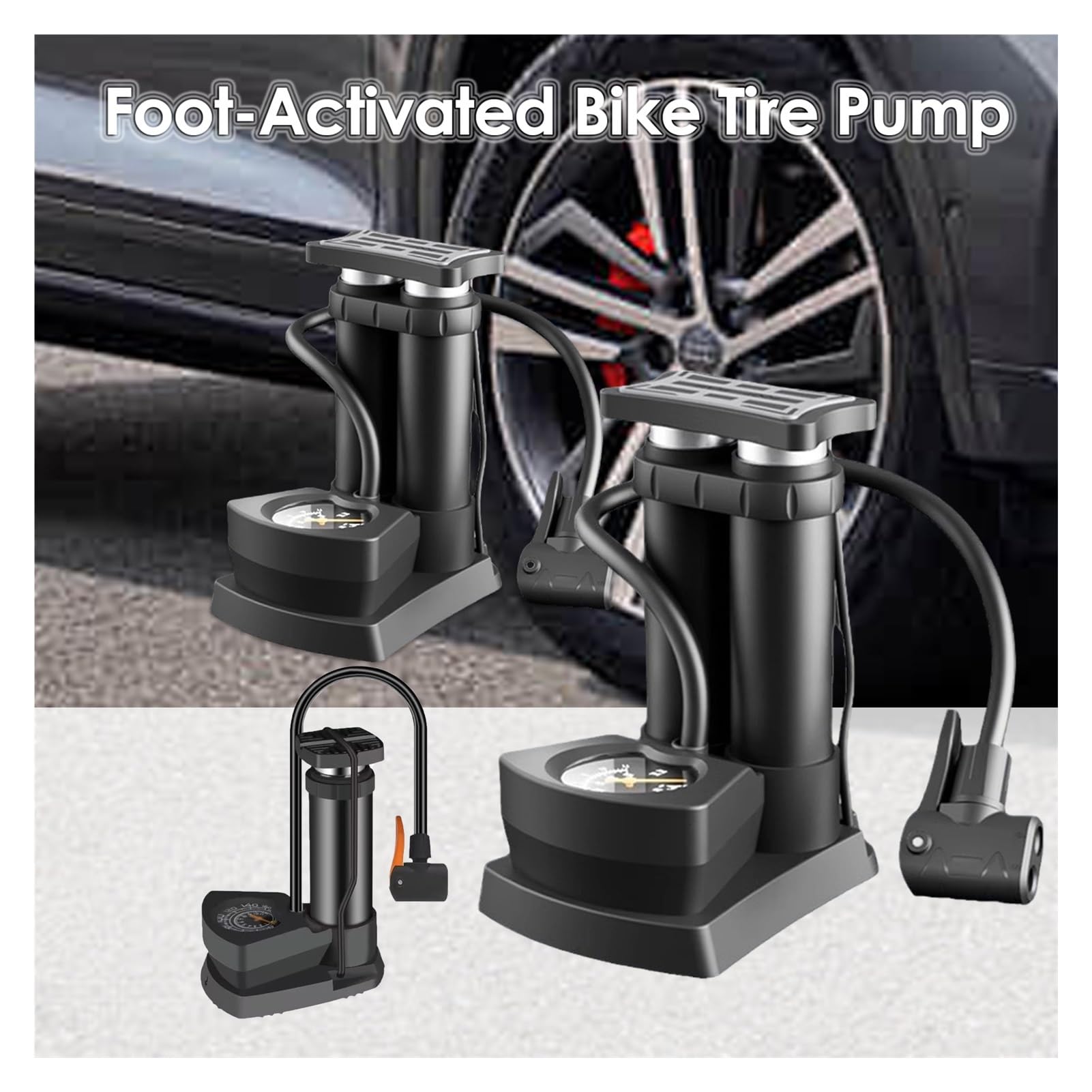 Pompa per pneumatici per bicicletta a risparmio di tempo MTB Mini pompa di gonfiaggio per bicicletta leggera portatile Bike Basket Pompa a pedale all'aperto