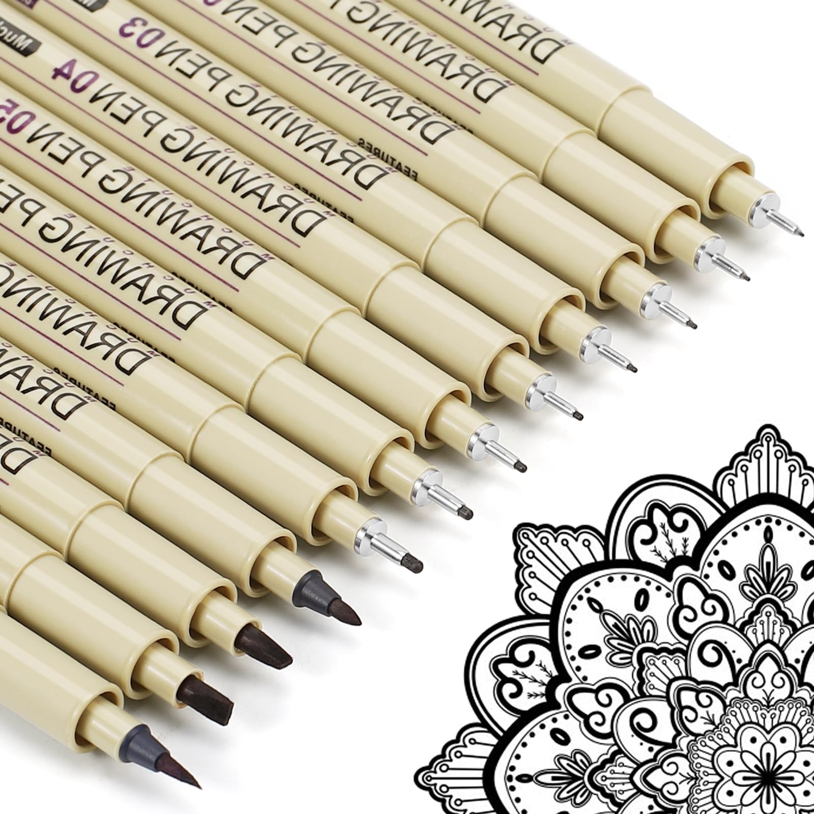 Drawing Pens Micro Fineliner Art Pens: 12 Black Fine Line Markers Art Supplies Adults Artist Sketch Waterproof Archival Ink Watercolor Inking Fine Liner Manga Sketching Zentangle Stuff Micron Pen Set