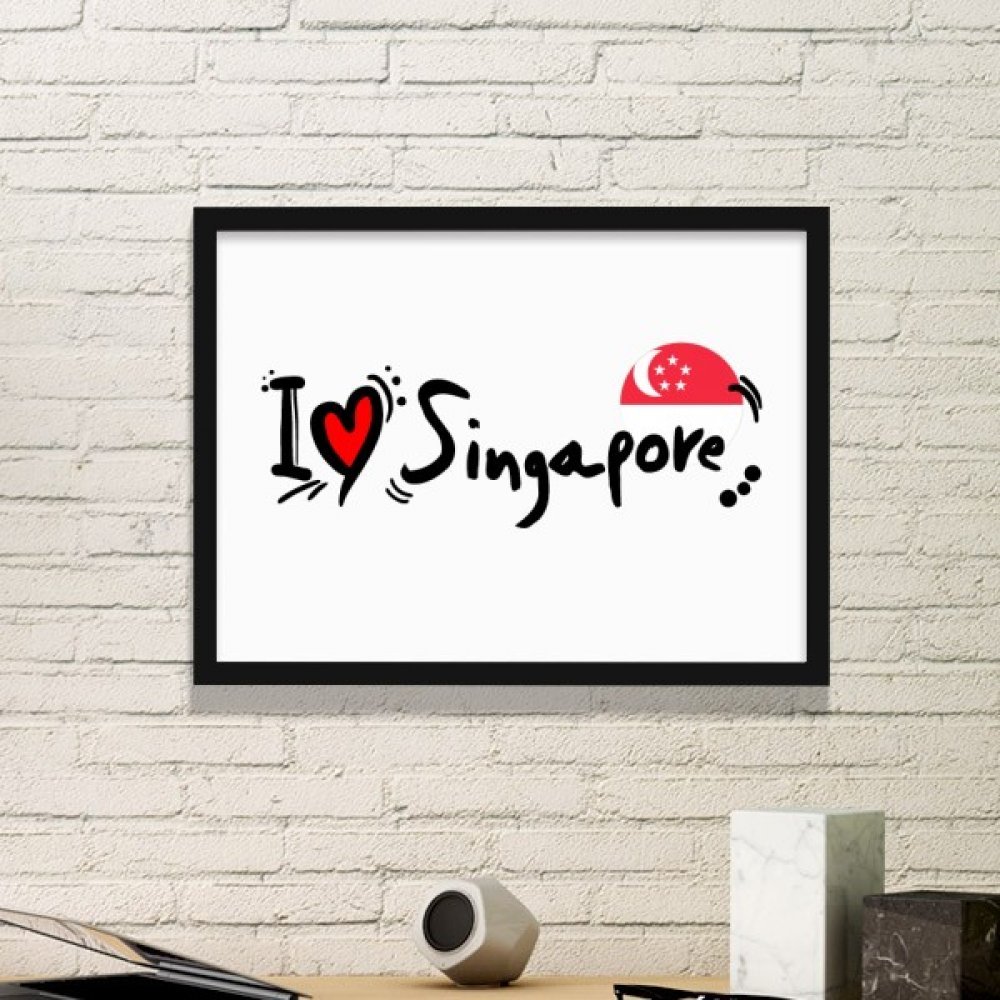 Cadre photo Singapour J'aime pour décoration murale salon