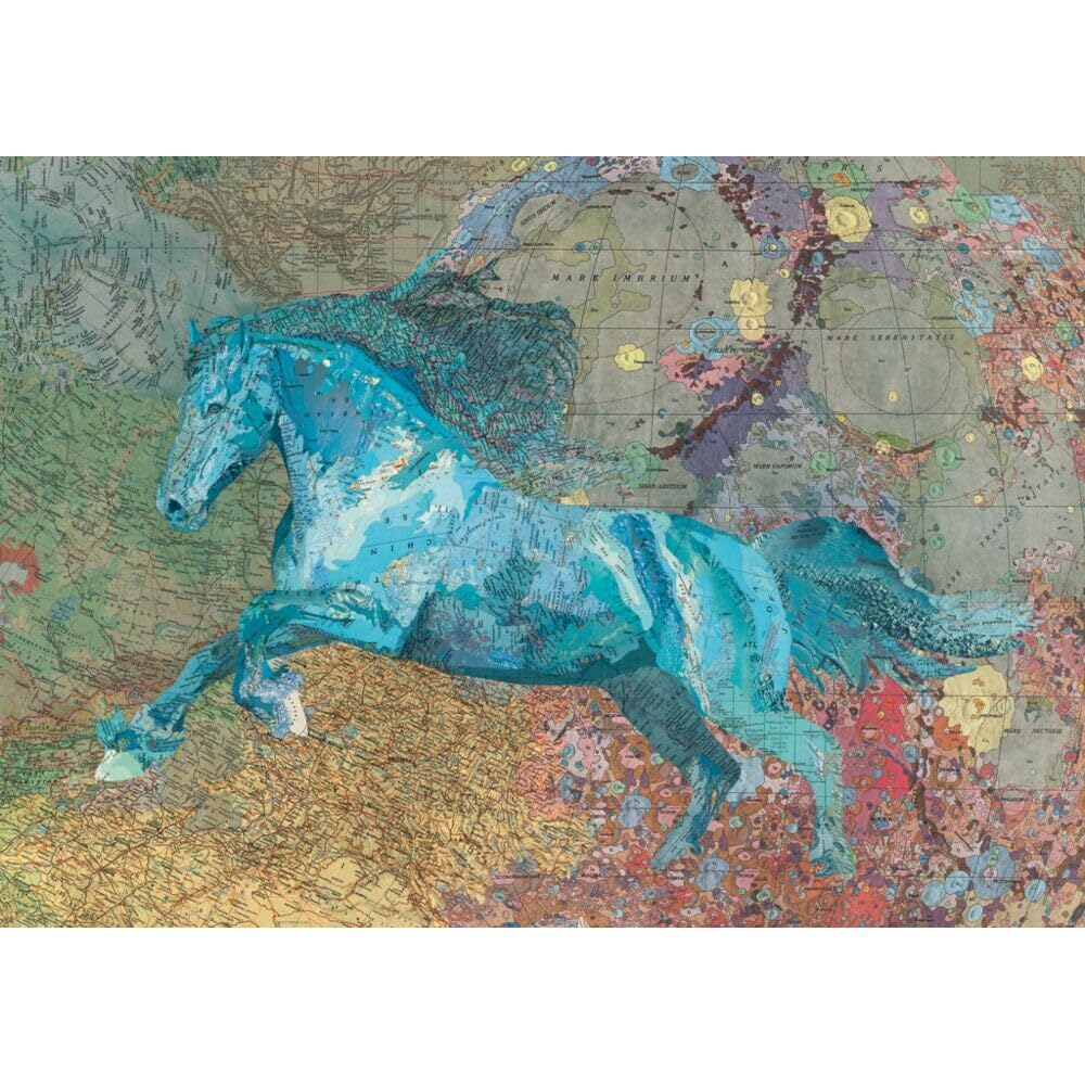 HEYE, Map Horse, Map Art, Puzzle de 2000 Piezas, Rompecabezas de Arte, promueve la concentración, Juegos de Rompecabezas IQ, Estera de Rompecabezas, tamaño desplegado: 69 x 97 cm
