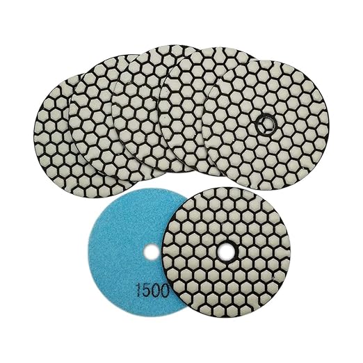 SHDIATOOL 7Pcs 4 Inch Dry Diamond Polishing Pads Grit 1500 for Granite Marble Stone Countertops for Grinder Polisher Machine