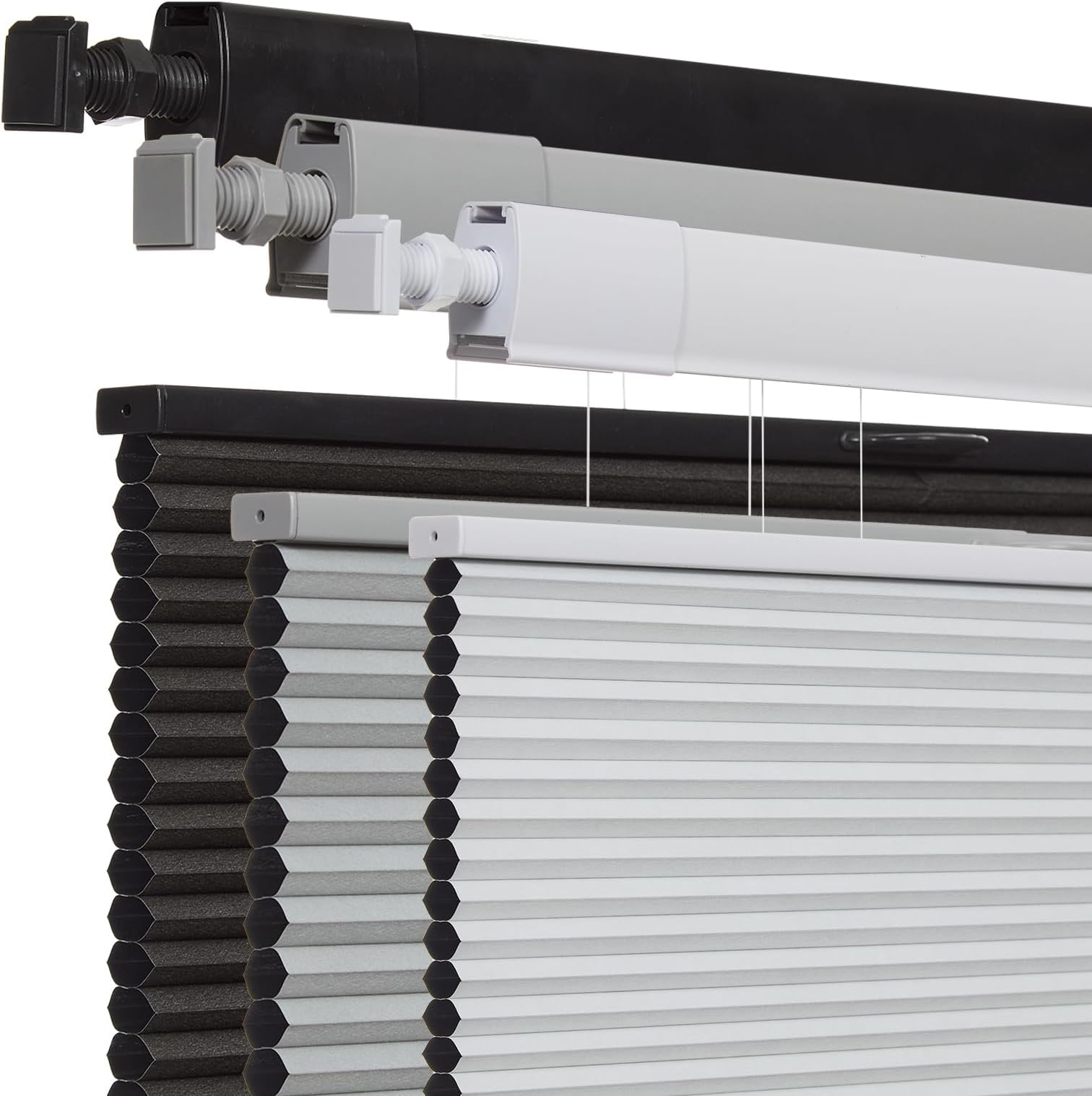 No Drill No Tools Cellular Shades for Windows, Top Down Bottom Up Honeycomb Blinds, Blackout Cordless Window Blinds for Indoor Windows, Easy to Install,Blackout-white37 W X 80" H