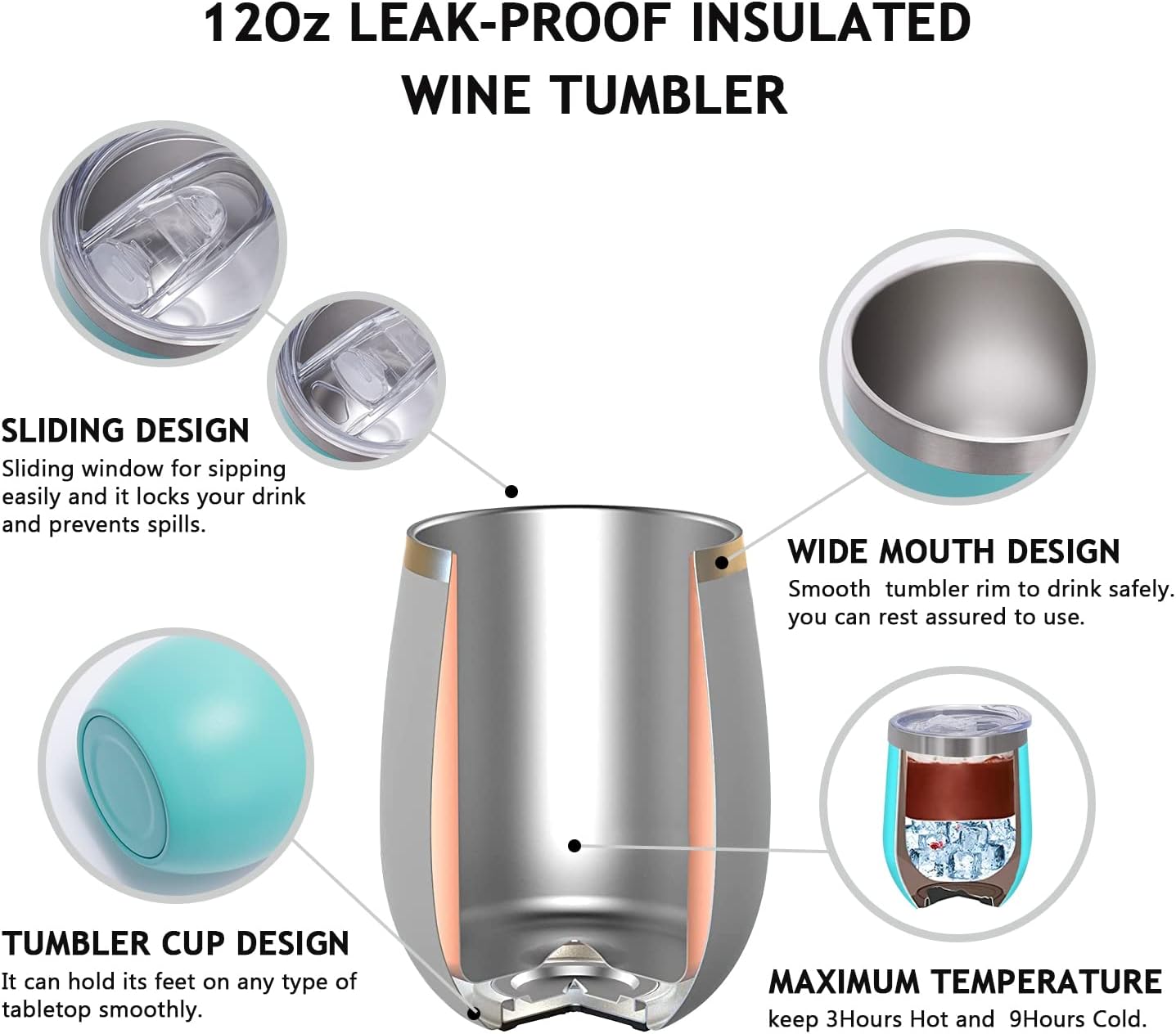 Sea Turtle Insulated Tumbler with Lid - Sea Turtle Gifts for Women, Ocean Themed Beach Gifts for Friends Mom Coworker, 12 oz Stainless Steel Wine Tumbler Coffee Mug, Teal - Image 3