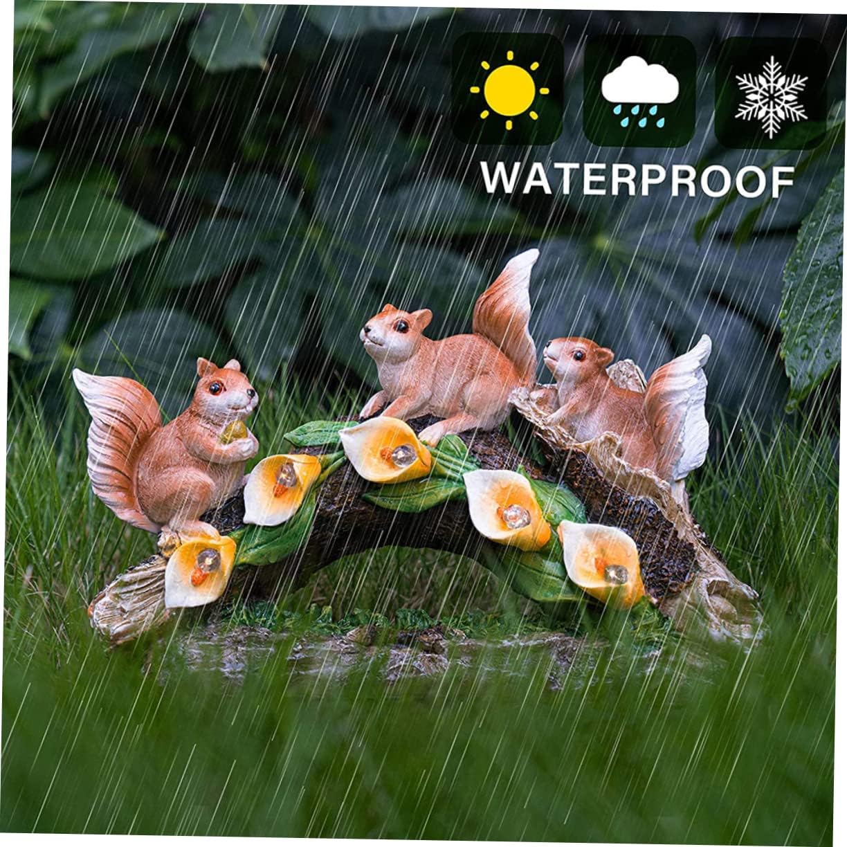 Solar Squirrel Light for Garden Decor Resin Landscape Lamp Outdoor Decorative Features for Lawn and Yard Adornment