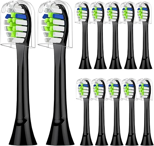 Cabezales de cepillo de dientes de repuesto compatibles con Aquasonic Black SeriesVibe SeriesBlack Series ProDuo Series Pro, 12 cabezales de cepillo
