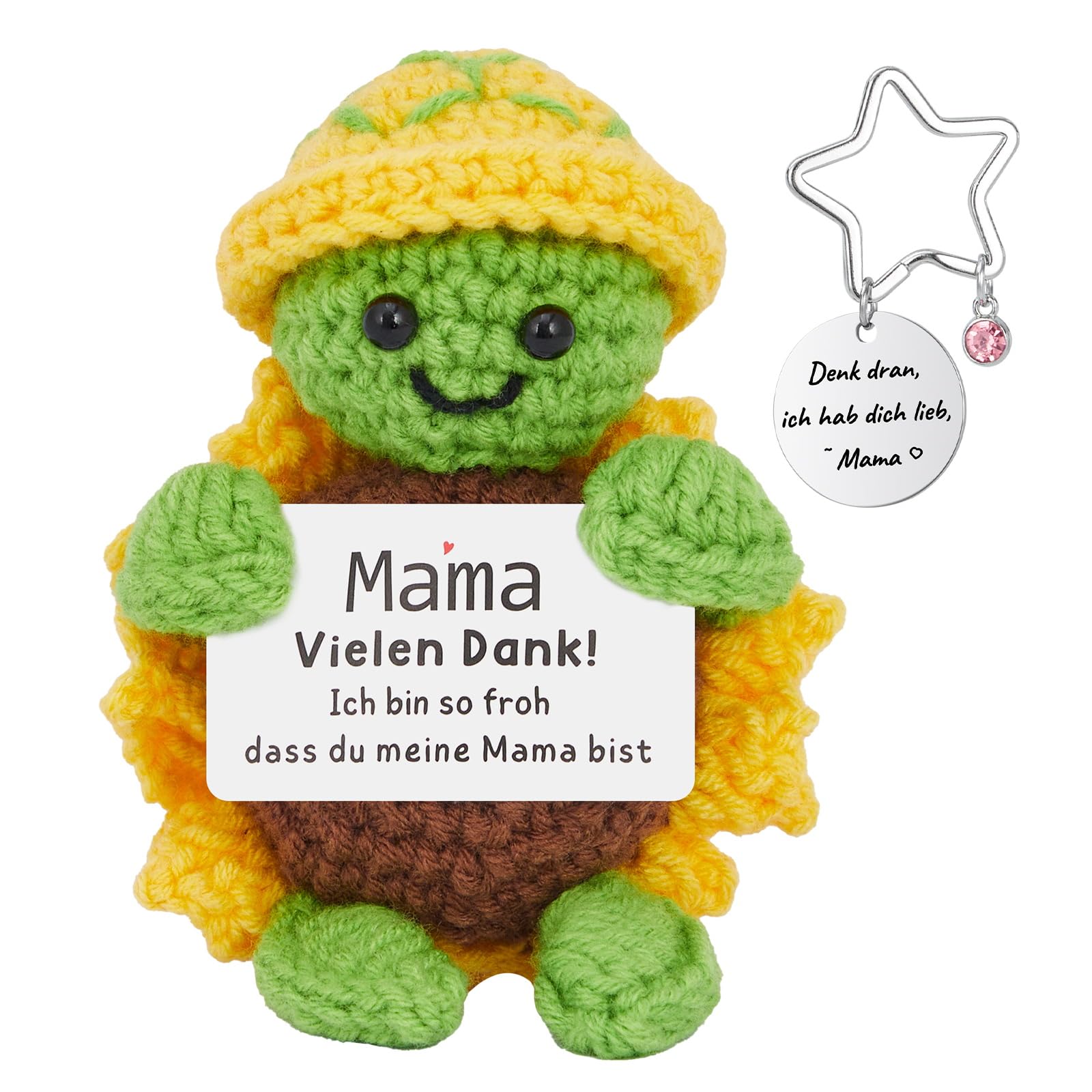 Tonsmile Geschenke für Mama - Handgehäkelte Schildkröte mit Schlüsselanhänger, Geburtstagsgeschenk für Frauen, Muttertag, Weihnachten - Beste Mama Geschenk von Tochter Sohn
