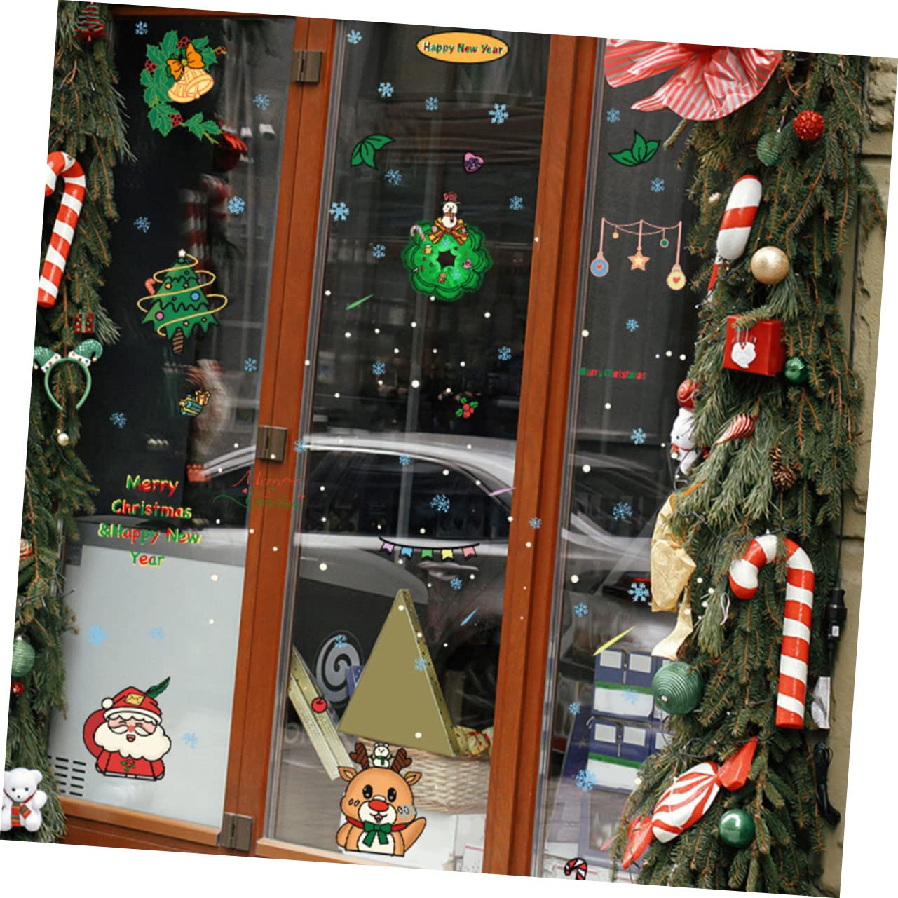 Uonlytech 30stücke Teiliges Cartoon Weihnachtsstil Fensteraufkleber Selbstklebende Wandtattoos Für Weihnachtsdekoration Geeignet Für Wohnräume Klassenzimmer Und Kinderzimmer