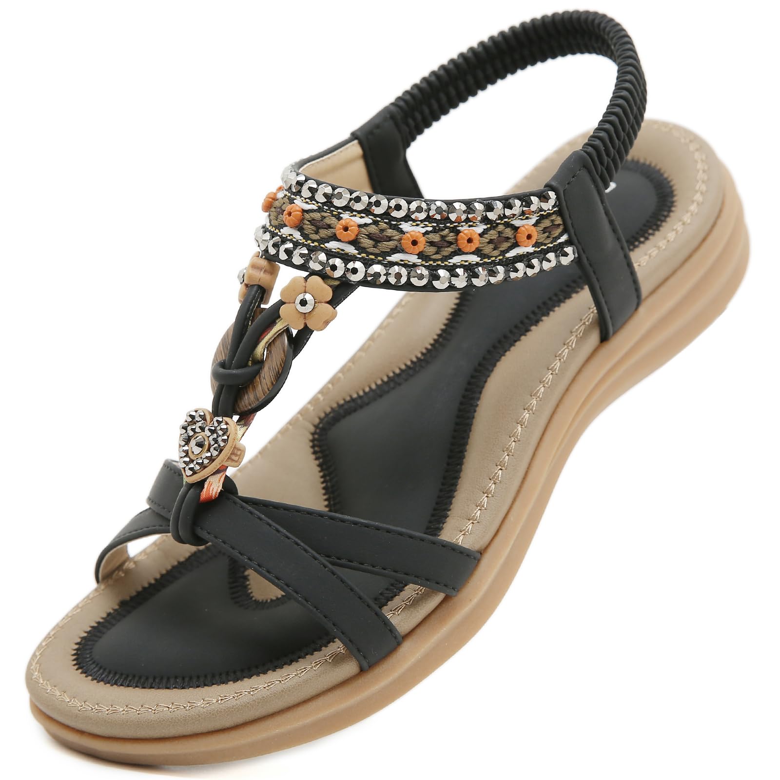 Ulicox Womens Sandals Comfortable Dressy with Elastic Ankle Strap