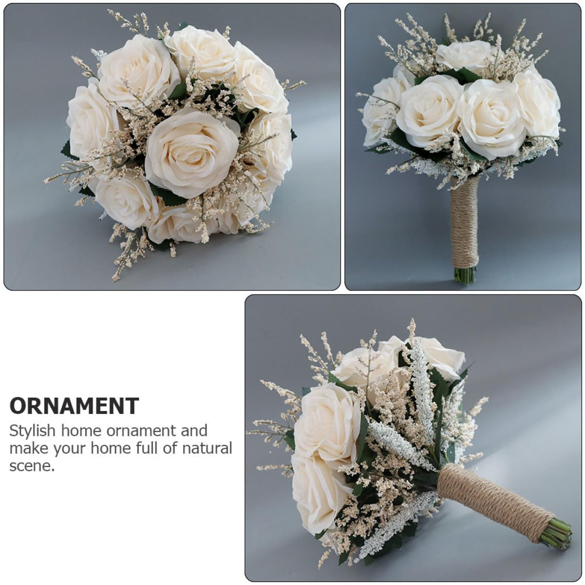 Künstlicher Rosenstrauß Weiß aus Seidenstoff Langlebiges Hochzeitsbouquet für Abschlussfeier und Wohnraumdekoration Realistische Imitationsrosen als Brautstrauß