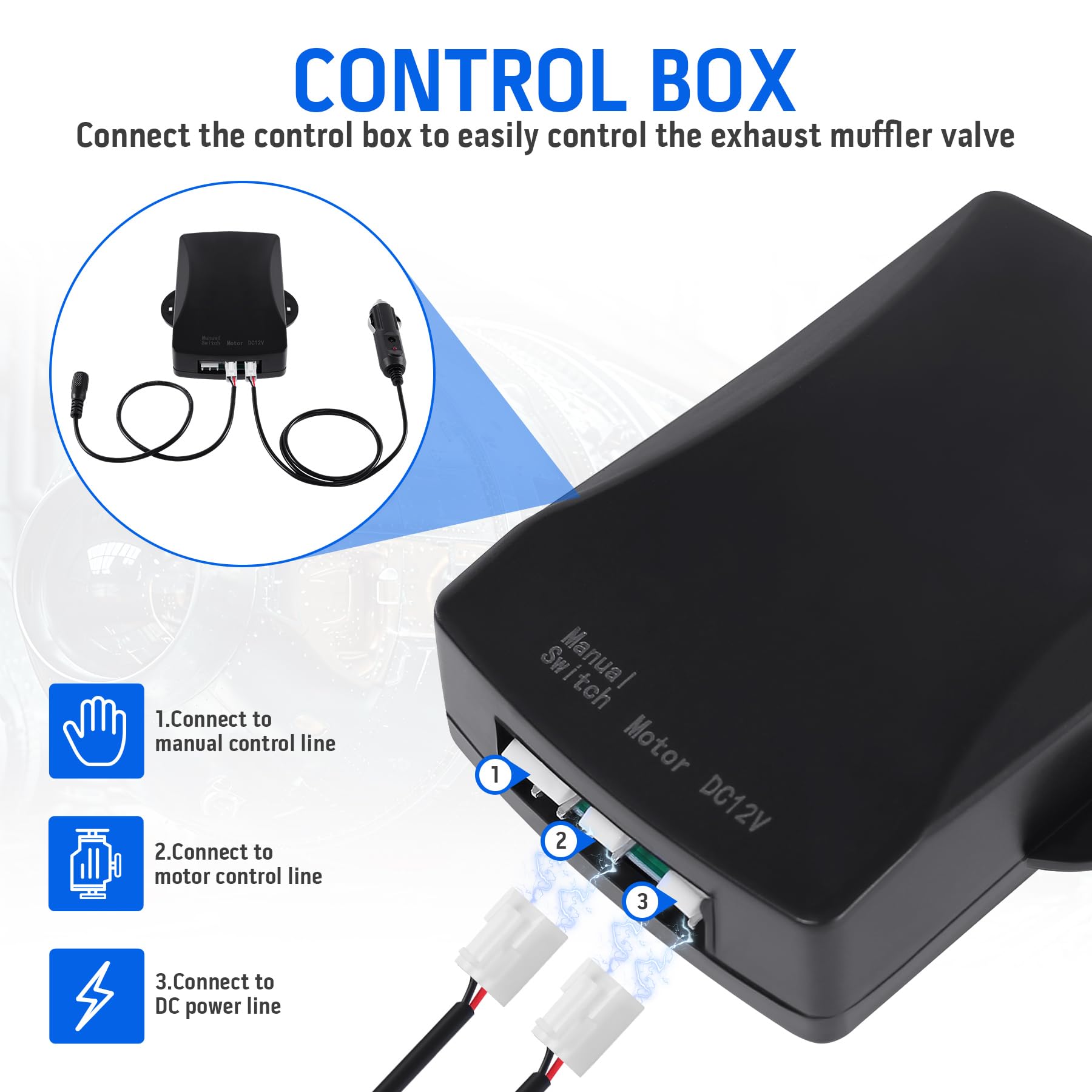 Ambienceo Kit di scarico del sistema di scarico della valvola di scarico del silenziatore elettrico del telecomando (2.5"/63mm)