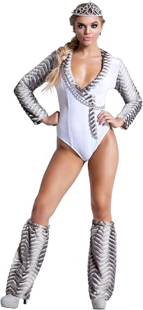 Yandy Exclusive Sexy Winterfell V Neck Mother of Dragons White Bodysuit Cosplay Costume