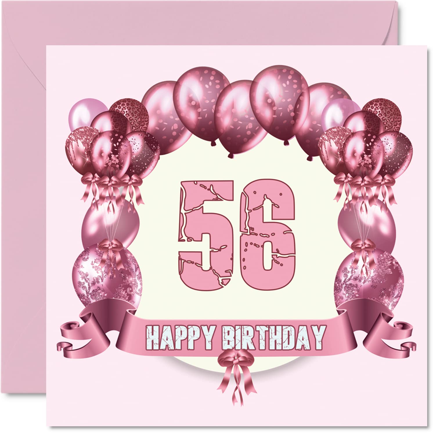 Fun 56th Birthday Cards for Woman - Birthday Balloons - Card for Dad Mum Grandad Nanny Grandma Uncle Auntie Cousin Friend, 145mm Greeting Cards, 56th Card