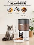 Distributeur Croquettes Chat Automatique 4L Distributeur Croquettes Cha, Fonction Vocale 10s, 6 Repas par Jour, Minuterie Programmable Distributeur De Croquettes pour Chats et Petits Chiens - 7