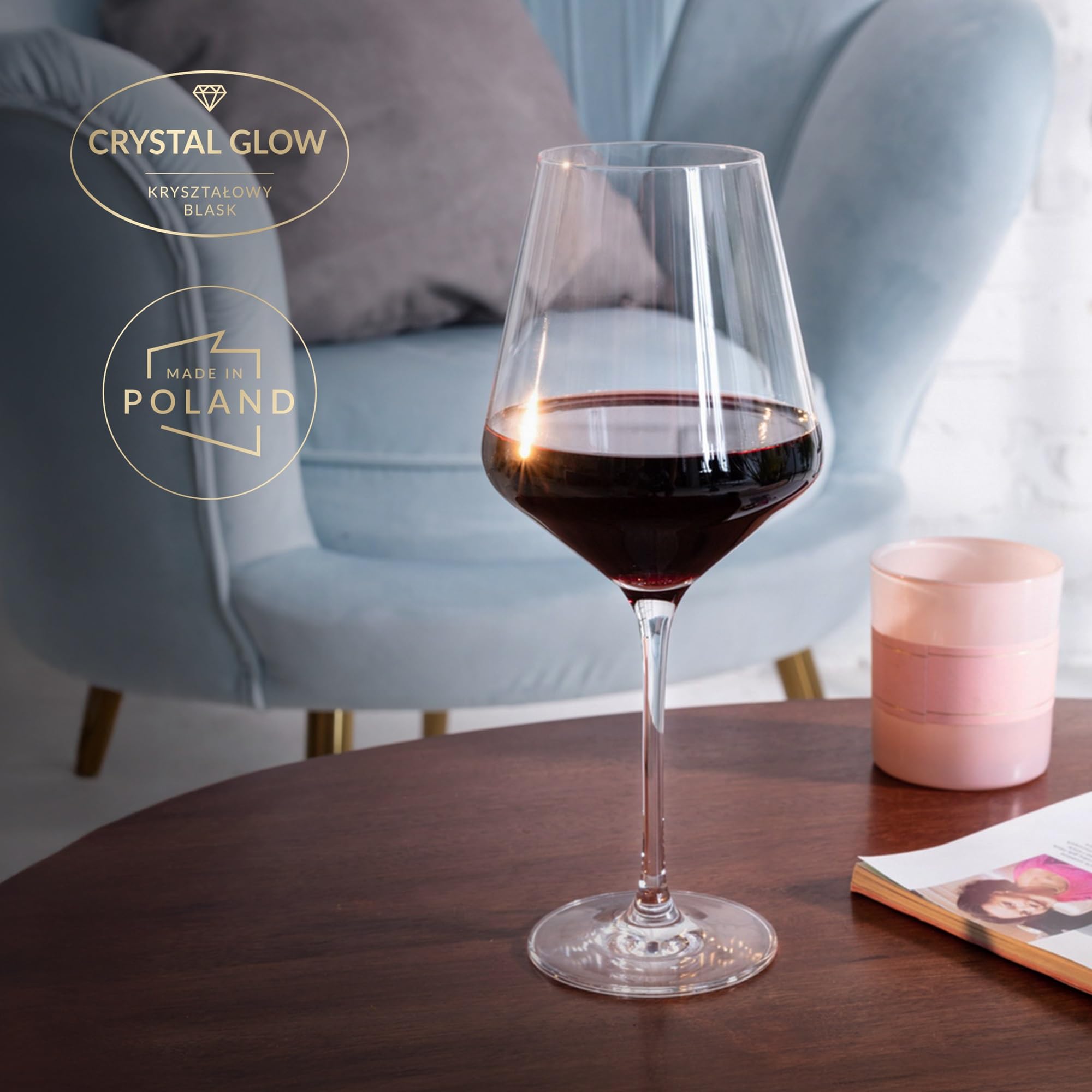 KROSNO Rotweingläser, 6 Stück, 470 ml, Avantgarde-Kollektion | Weinglas, bleifreie Kristallglaswaren, Trinkgläser, elegante Tassen, dünner Rand, langer Stiel, spülmaschinenfest
