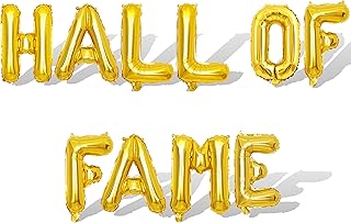 2 Set 20Pcs Gold HALL OF FAME Letter Balloons 16in Balloon Foil Letter Decorations Party Decor Gold Letter Balloons HALL OF FAME Party Supplies
