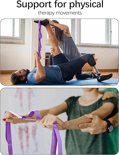 Miniatura 6 de Correa de estiramiento de yoga de 10 bucles para terapia física, banda de ejercicio no elástica para pilates, yoga, estiramiento para mujeres y
