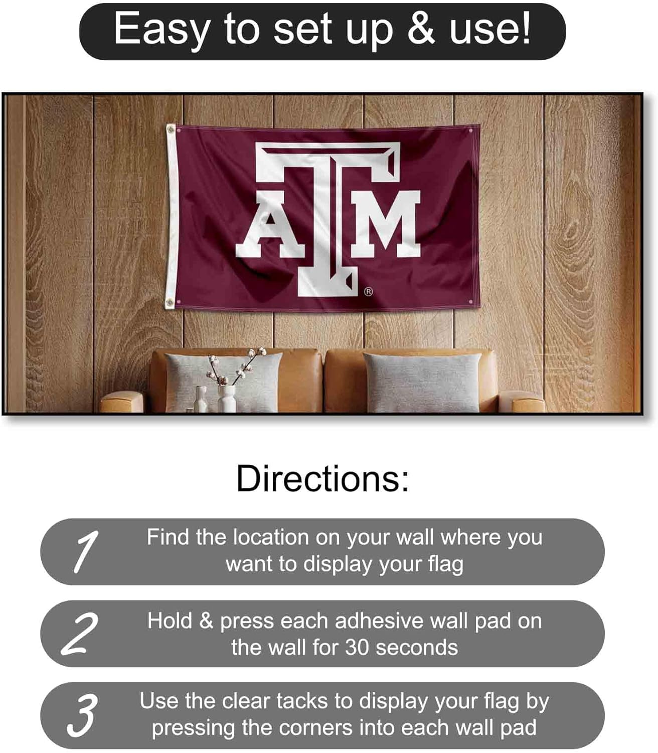 Texas A&M Aggies Beveled Banner and Tapestry Wall Tack Pads - Image 4