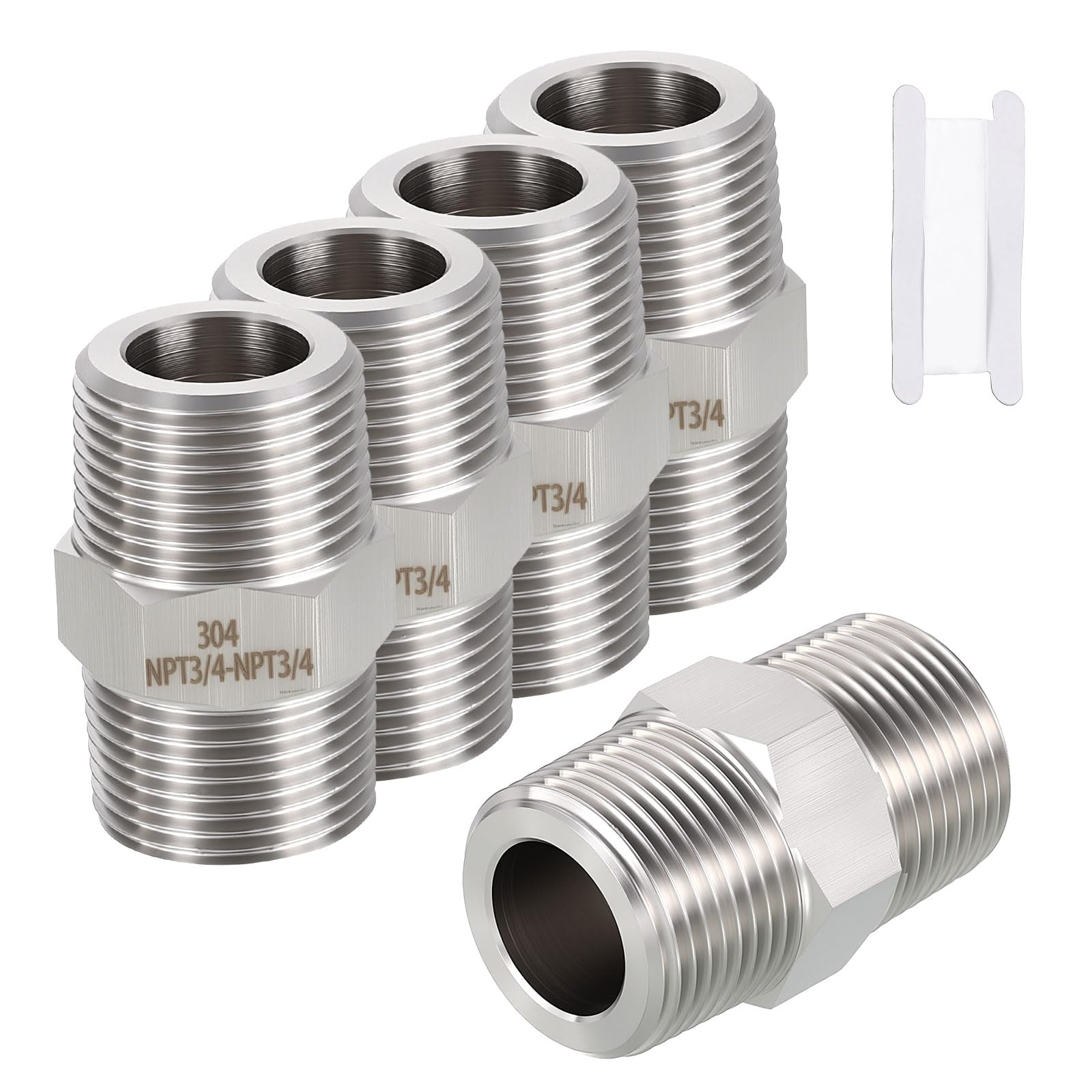 Raccord 3/4 NPT mâle acier 304 lot anti-fuite de 5 adaptateurs extension tuyau avec ruban