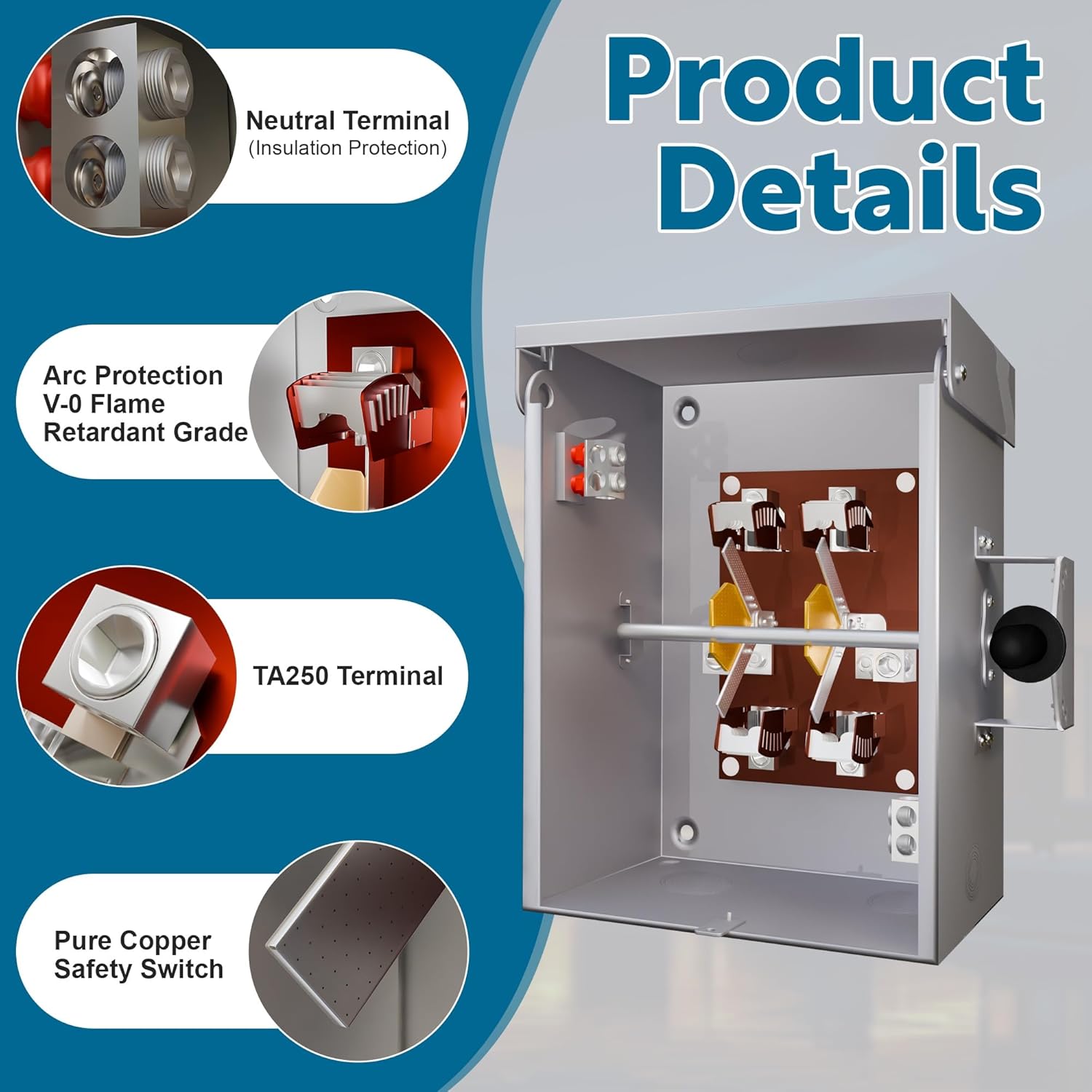 200 Amp 2P/3P Manual Generator Transfer Switch, Heavy Duty 48000W General Double-Throw Safety Switches, 120/240 Volt Transfer Switch for Home Generator Indoor & Outdoor (11.9" x 7.9" x 15.95")