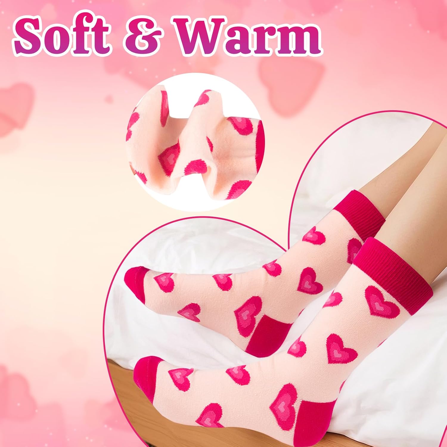 Evankin Valentines Crew Socks Heart Love Pattern Funny Socks for Unisex Men Women Adult Couples Novelty Gifts - Image 4